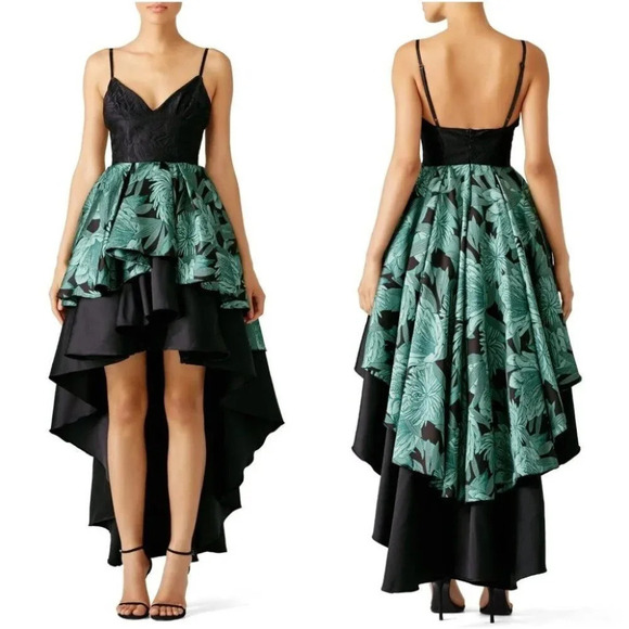 Christian Pellizzari Green Mixed Media High-Low Gown $1135 - Picture 1 of 12